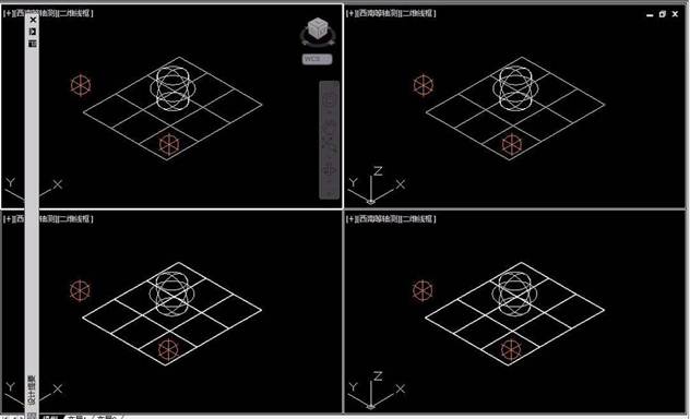 CAD中三维对象怎么设置四视图？