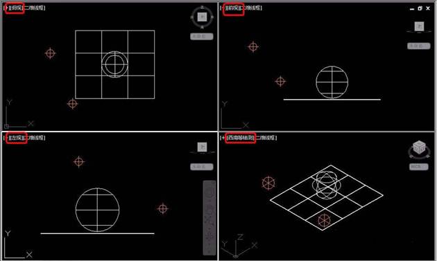 CAD中三维对象怎么设置四视图？