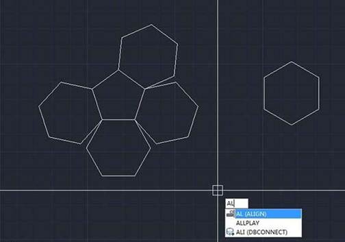 CAD怎么对齐多个六边形