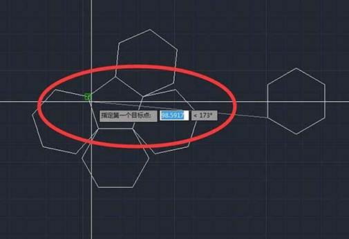 CAD怎么对齐多个六边形